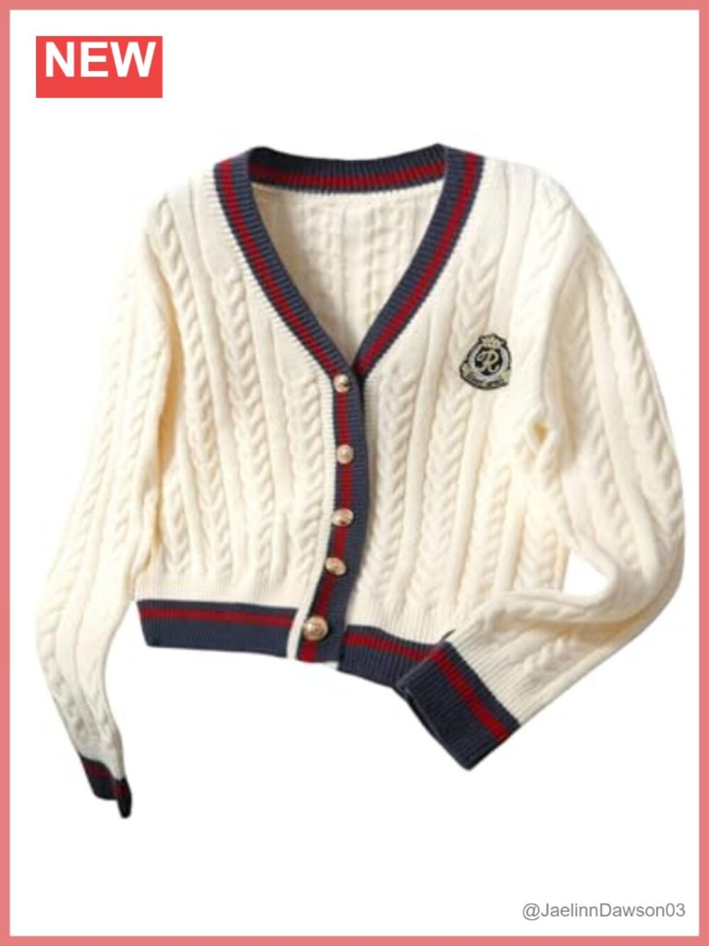 V neck cable knit button up cardigan sweater preppy fall long sleeve